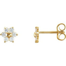 Load image into Gallery viewer, 14K Yellow 1.5 mm Round Cubic Zirconia Youth Floral-Inspired Earrings
