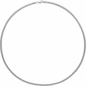 14K White 3.3 mm Miami Cuban Link 24" Chain with Lobster Clasp