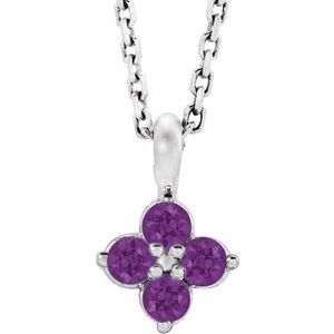 Sterling Silver Youth Imitation Amethyst 16-18