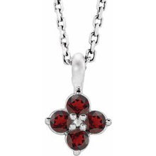 Load image into Gallery viewer, Sterling Silver Youth Imitation Mozambique Garnet 16-18&quot; Necklace
