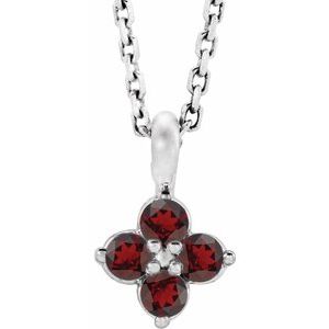 Sterling Silver Youth Imitation Mozambique Garnet 16-18