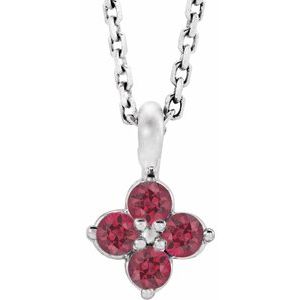 Sterling Silver Youth Imitation Ruby 16-18