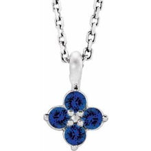Load image into Gallery viewer, Sterling Silver Youth Imitation Blue Sapphire 16-18&quot; Necklace
