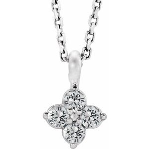 Sterling Silver Youth Imitation White Sapphire 16-18" Necklace