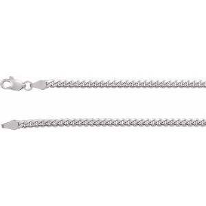 14K White 3.3 mm Miami Cuban Link 24" Chain with Lobster Clasp