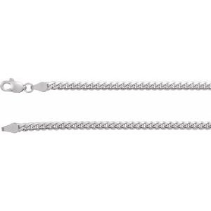 14K White 3.3 mm Miami Cuban Link 20" Chain with Lobster Clasp