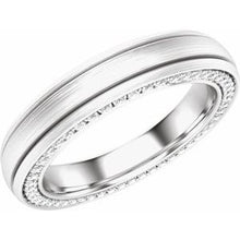 Load image into Gallery viewer, Platinum 4 mm 1/2 CTW Diamond Grooved Band with Satin Finish Size 7
