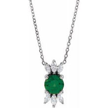 Load image into Gallery viewer, Platinum Emerald &amp; 1/4 CTW Diamond Necklace
