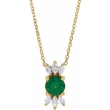 Load image into Gallery viewer, 14K Yellow Emerald &amp; 1/4 CTW Diamond Necklace
