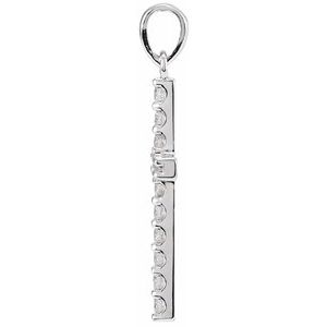 14K White 1 5/8 CTW Diamond Cross Pendant