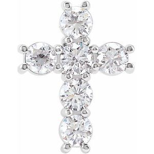 14K White 1 1/6 CTW Diamond Cross Pendant