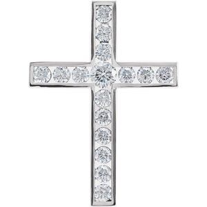 Pendentif croix en diamant blanc 1 1/2 CTW 32,4x23,6 mm 14K