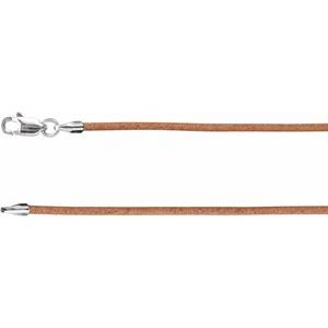 14K White 1.5 mm Natural Leather 18" Cord