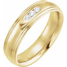 Load image into Gallery viewer, Platinum 1/8 CTW Diamond Half Round Edge Band Size 13
