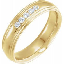 Load image into Gallery viewer, Platinum 1/8 CTW Diamond Half Round Edge Band Size 9
