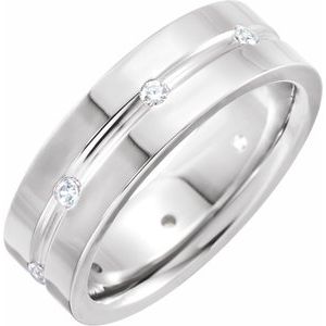 Platinum 1/6 CTW Diamond Grooved Band Taille 8