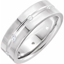 Load image into Gallery viewer, Platinum 1/6 CTW Diamond Grooved Band Size 6.5
