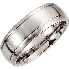 Load image into Gallery viewer, Cobalt 8 mm Slightly Domed Round Edge Band with Satin Finish &amp; Grooves Size 9.5
