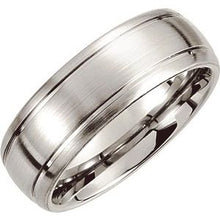 Load image into Gallery viewer, Cobalt 8 mm Slightly Domed Round Edge Band with Satin Finish &amp; Grooves Size 9
