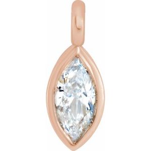 14K Rose .03 CT Diamond Micro Bezel Dangle