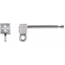 Load image into Gallery viewer, 14K White 1/6 CTW Diamond Micro Bezel Earring Top

