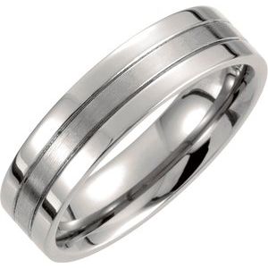 Titanium 6 mm Grooved Band Size 7.5