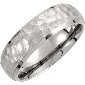 Titanium 7 mm Hammered Finish Beveled Edge Band  Size 9.5