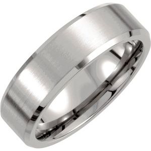 Titanium 7 mm Beveled Edge Band with Satin Finish  Size 8.5