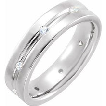 Charger l&#39;image dans la galerie, Platinum 1/6 CTW Diamond Grooved Band Taille 8
