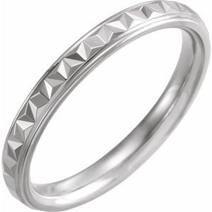 Sterling Silver 3 mm Geometric Band with Polished Finish Size 8