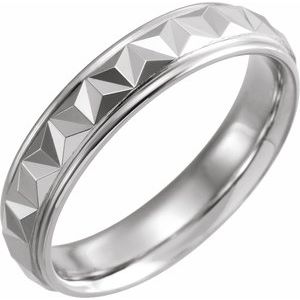 Sterling Silver 5 mm Geometric Band with Polished Finish Size 6