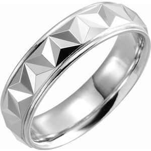 Sterling Silver 6 mm Geometric Band with Polished Finish Size 8