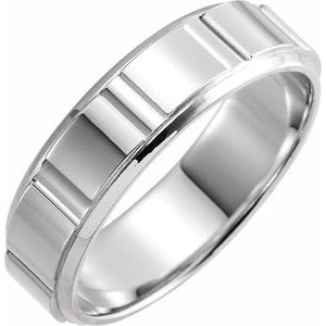 Platinum 6 mm Patterned Band Size 9.5