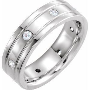 Platinum 1/2 CTW Diamond Double Grooved Band Size 5