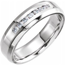 Load image into Gallery viewer, Platinum 1/4 CTW Diamond Beveled Edge Band Size 10.5
