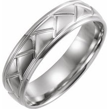 Load image into Gallery viewer, Sterling Silver 6 mm Tread Pattern Band Size 9.5
