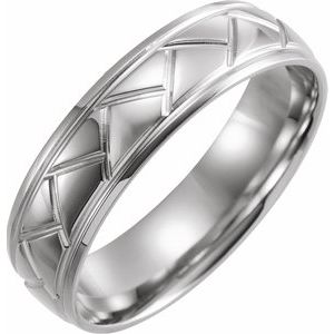 Sterling Silver 6 mm Tread Pattern Band Size 10