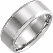 Load image into Gallery viewer, 18K White 8 mm Beveled Edge Band with Satin Finish Size 11.5
