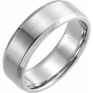 Bande de chant biseautée blanche 7 mm 18K avec finition satinée Taille 12