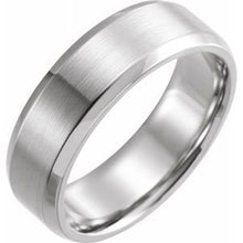 Load image into Gallery viewer, 18K White 7 mm Beveled Edge Band with Satin Finish Size 13
