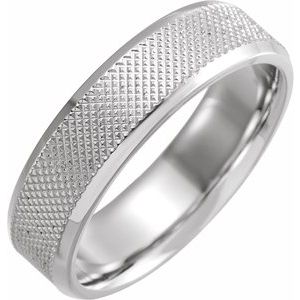 Sterling Silver 6 mm Knurled Beveled Edge Size 9