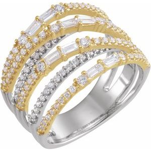 Bague Espace Négatif 1 CTW Diamant Blanc et Jaune 14K