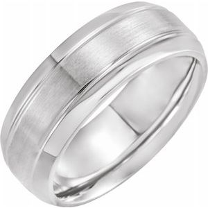 Sterling Silver 8 mm Grooved Beveled Edge Band Size 7