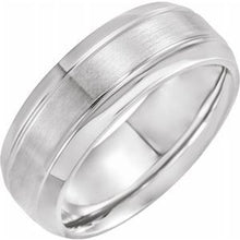 Load image into Gallery viewer, Platinum 8 mm Grooved Beveled Edge Band Size 11.5
