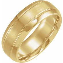 Load image into Gallery viewer, 18K Yellow 8 mm Grooved Beveled Edge Band Size 12.5
