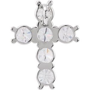 14K White 1 1/6 CTW Diamond Cross Pendant