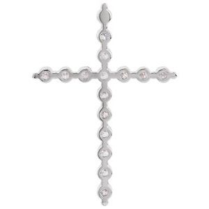 14K White 1 1/4 CTW Diamond Cross Pendant