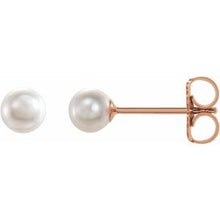 Load image into Gallery viewer, 14K Rose Akoya Cultured Pearl Earrings

