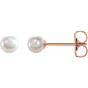 14K Rose Akoya Cultured Pearl Earrings