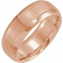 Load image into Gallery viewer, 18K Rose 8 mm Grooved Beveled Edge Band Size 8
